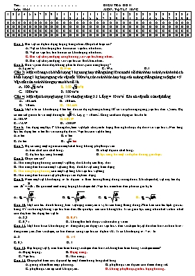 Đề kiểm tra học kỳ II môn Vật lý Lớp 10 (Nâng cao)